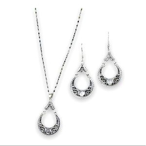 New Boho Hollow Out Water Drop 3pcs Necklace & Earrings Jewelry Set